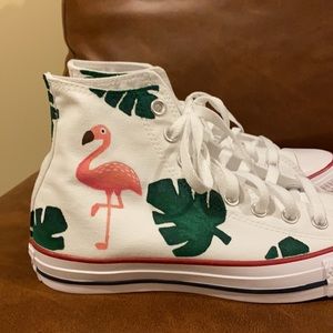 Hand painted tropical converse women size 8.5